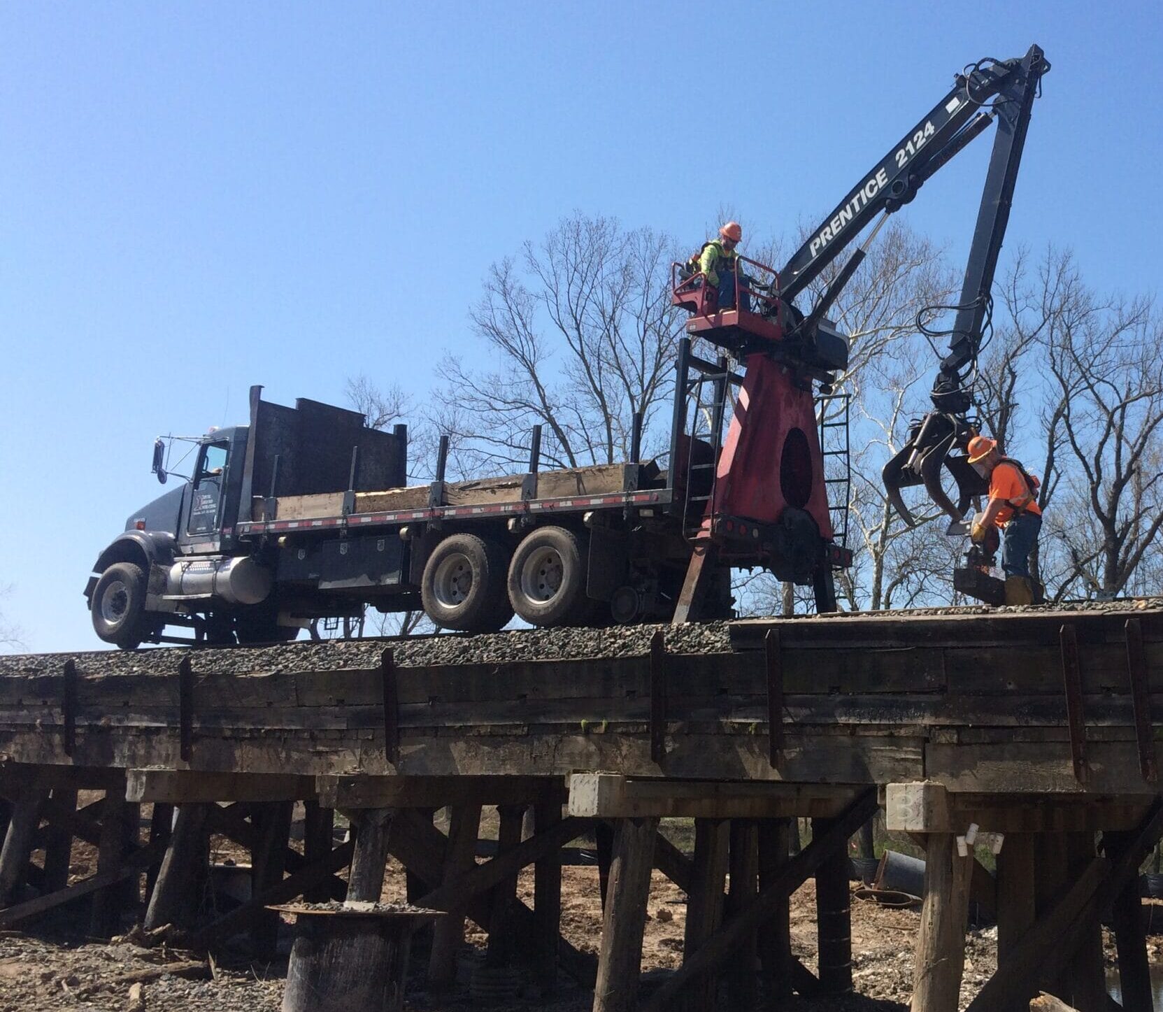 Construction workers on a truck