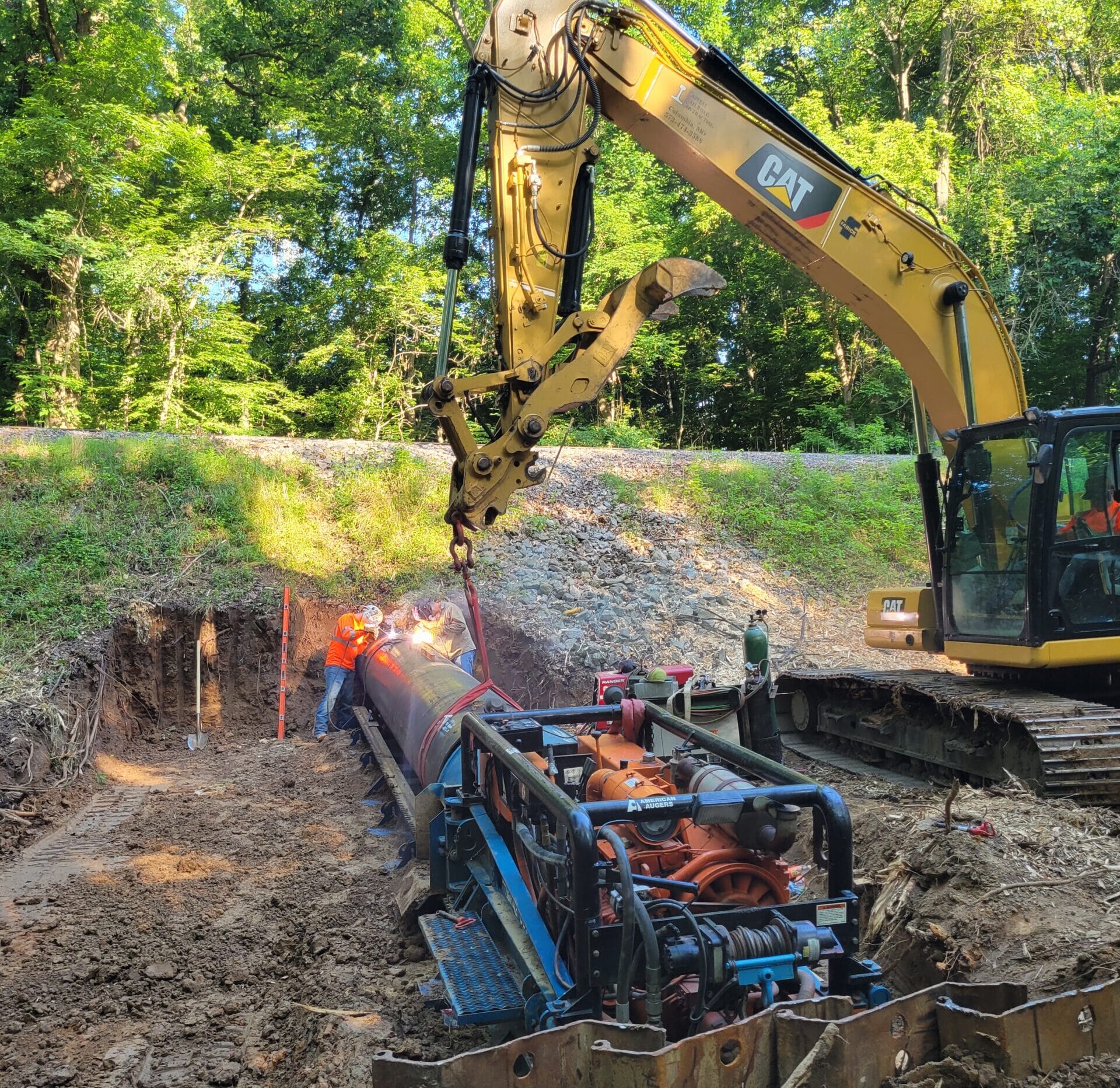 Excavation for large pipe installation