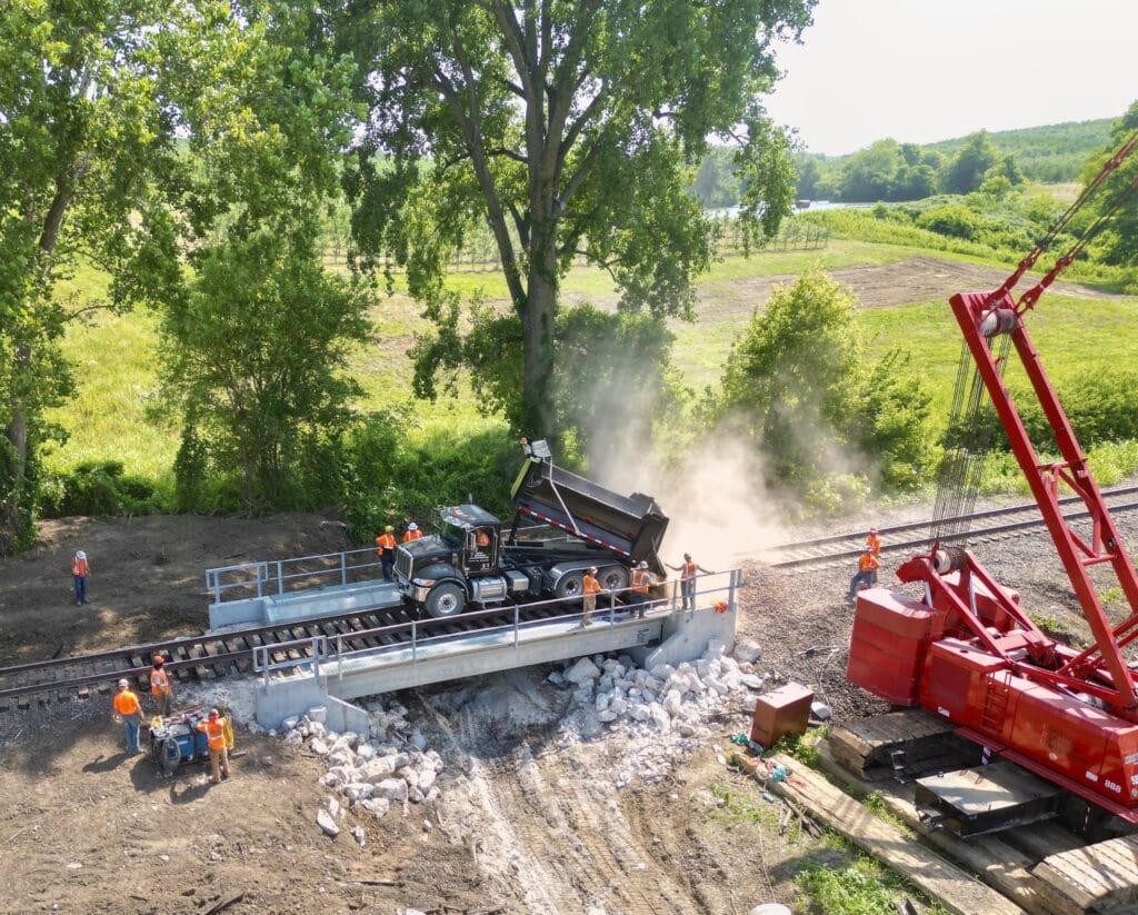 Construction workers on railway project